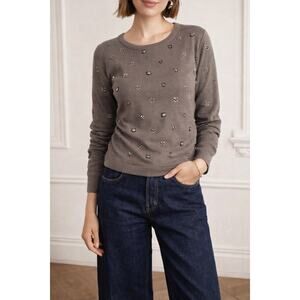 ✨ J.Crew Embellished Beaded Sweater  Slate Grey  Size XS (Fits Small) ✨QUICKSHIP